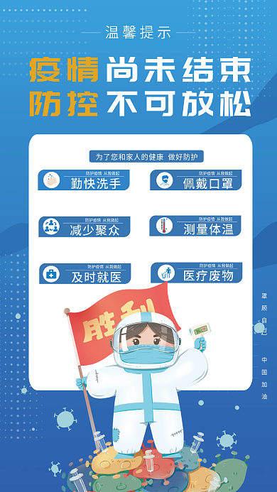 蓝色简约医疗健康新冠疫情防控指南宣传海报