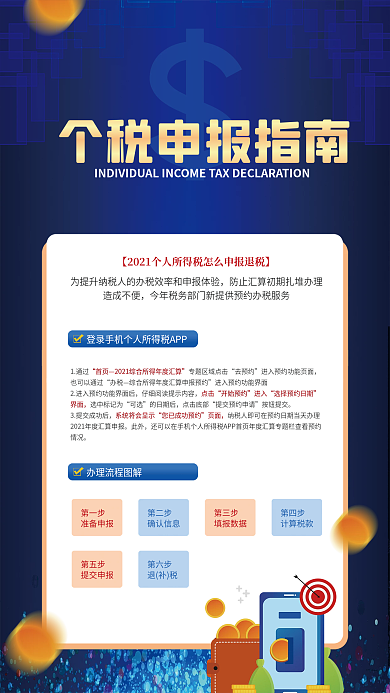 简约风个税申报指南宣传海报