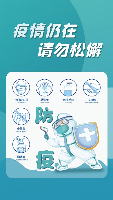抗疫蓝色医疗创意新冠肺炎疫情防护指南海报