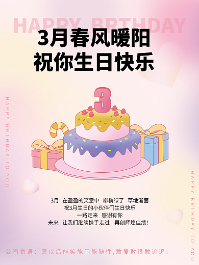 员工生日会祝福海报