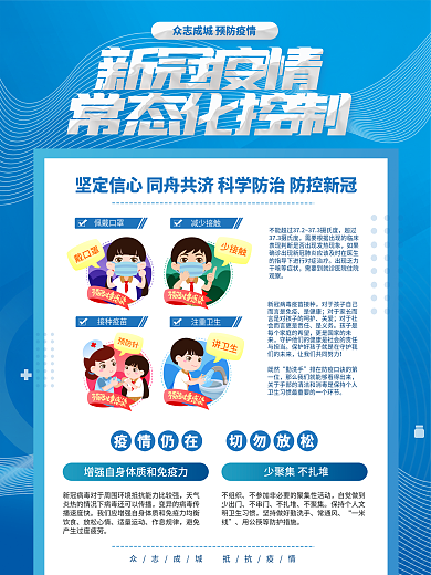 蓝色医疗疫情防疫新冠防控宣传海报