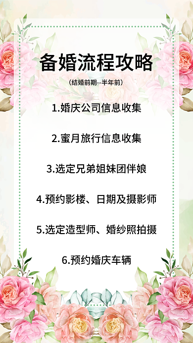 简约备婚流程攻略婚礼策划发圈素材