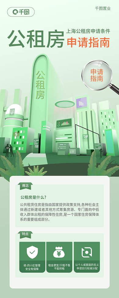 公租房申请流程指南简约风扁平风手机海报