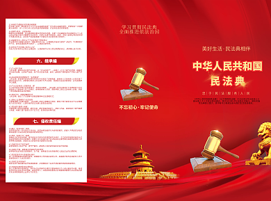 党建风民法典科普依法治国DM宣传页三折页