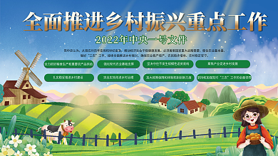 中央一号文件全面推进乡村振兴重点工作展板