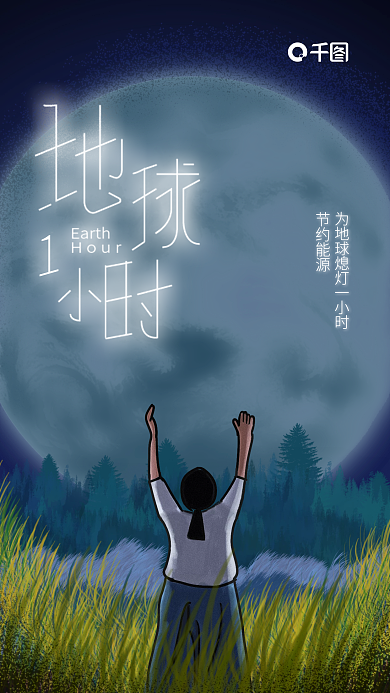 地球1小时公益宣传海报