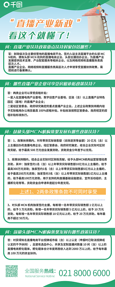 直播扶持计划政策内容型介绍宣传易拉宝