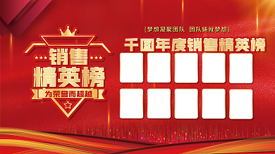 红色金色销售精英榜展板