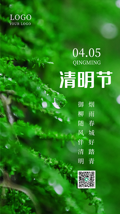 清明节踏青清新启动页手机海报