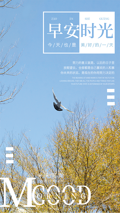 小清新励志自勉早安日签海报