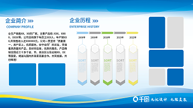 企业蓝色简约公告栏展板