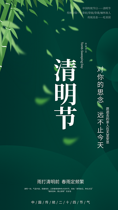二十四节气清明节简约海报