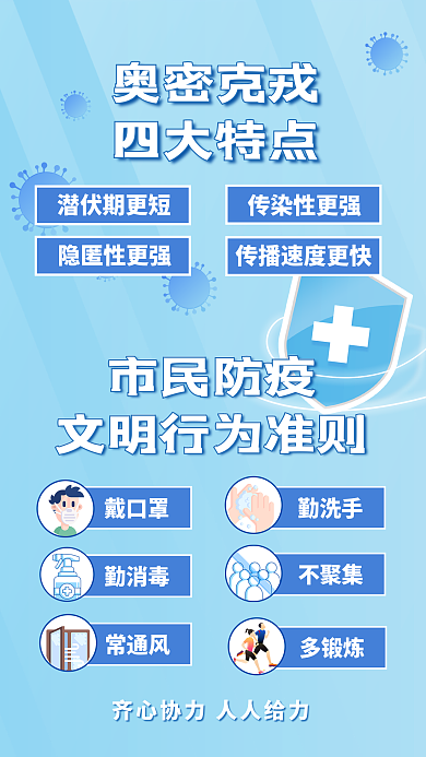 新冠疫情齐心协力抗疫防疫公益宣传手机海报