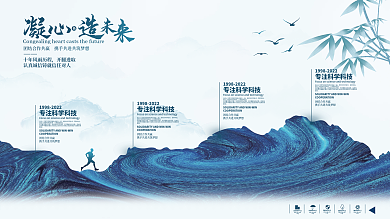企业文化墙 发展历程展板海报古风元素背景