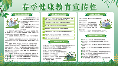 小清新春季健康教育宣传栏展板