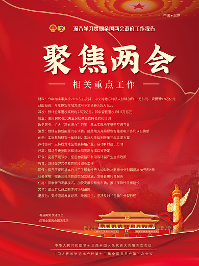 红色党建背景建军节建党节司法聚焦两会海报