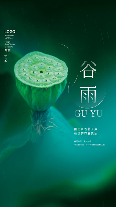 简约二十四节气谷雨摄影图海报