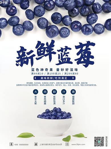 水果蓝莓销售推广海报
