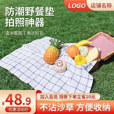 淘宝主图春游野餐布垫踏青装备直通车大促销