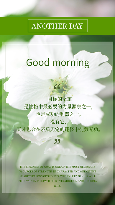 早安日签正能量文艺简约海报