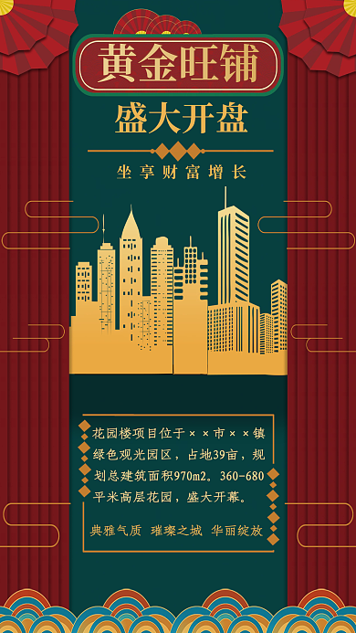 复古背景楼市销售海报