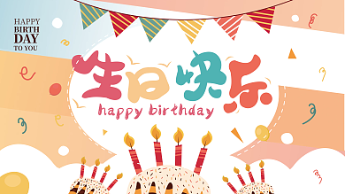 卡通生日快乐展板