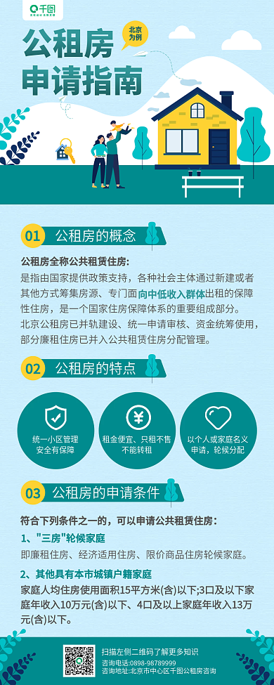 公租房申请指南知识科普教育手机长图海报