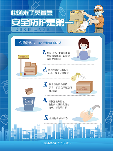 简约风疫情期间取快递的正确姿势