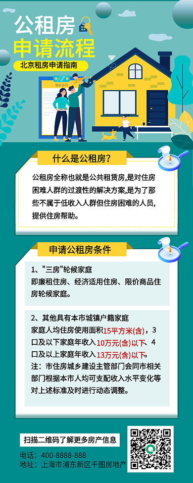 绿色公租房申请流程指南长图海报
