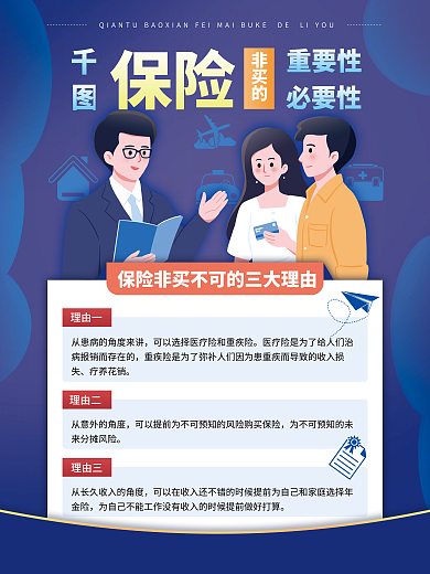 商务风购买保险的必要性宣传海报