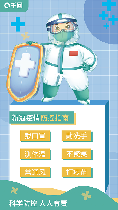 疫情防控防疫指南宣传公益手机海报