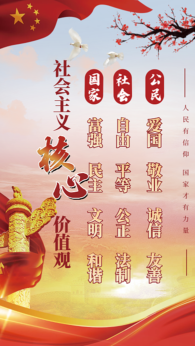 党建风建党百年社会主义核心价值观党史海报