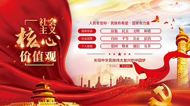 党建风建党百年社会主义核心价值观党史展板