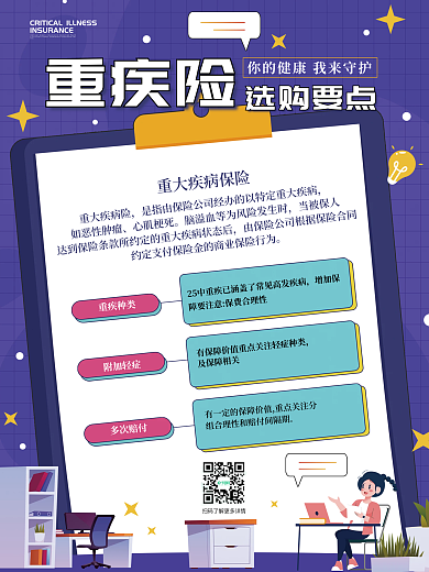 简约风重疾险选购要点伤商业海报