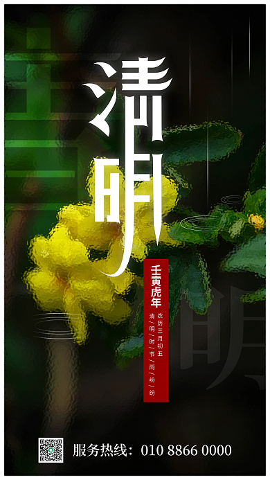 简约摄影图质感清明节手机全屏宣传海报