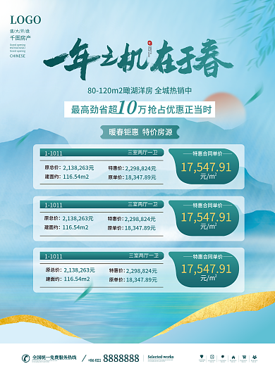 原创中国风水墨风地产房源促销海报
