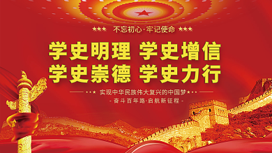 红金大气党建学党史党建展板