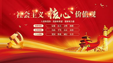 党建风建党百年社会主义核心价值观党史展板