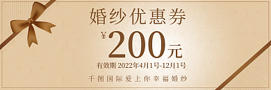 欧式复古简约大气婚礼婚纱优惠券代金券