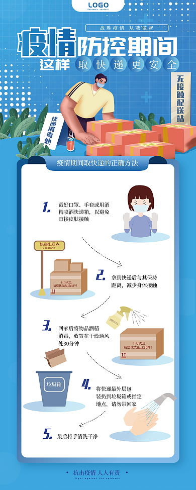 简约风疫情期间取快递安全须知易拉宝