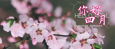 你好四月迎接四月问候春日桃花公众号封面