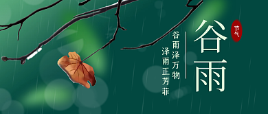 清新谷雨传统二十四节气微信公众号封面