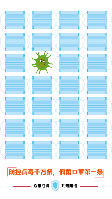 抗疫防疫新冠病毒口罩众志成城团结公益海报