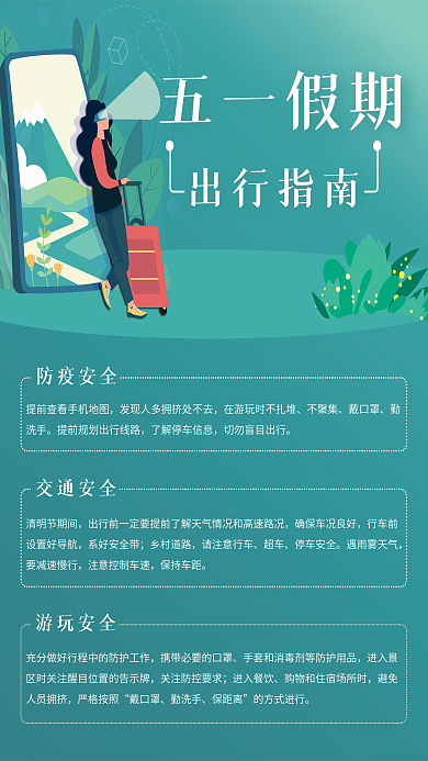 五一假期出行安全指南海报