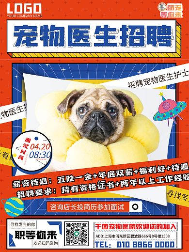 医疗健康宠物医院医生招聘海报