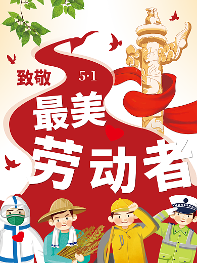 五一国际劳动节最美劳动者海报