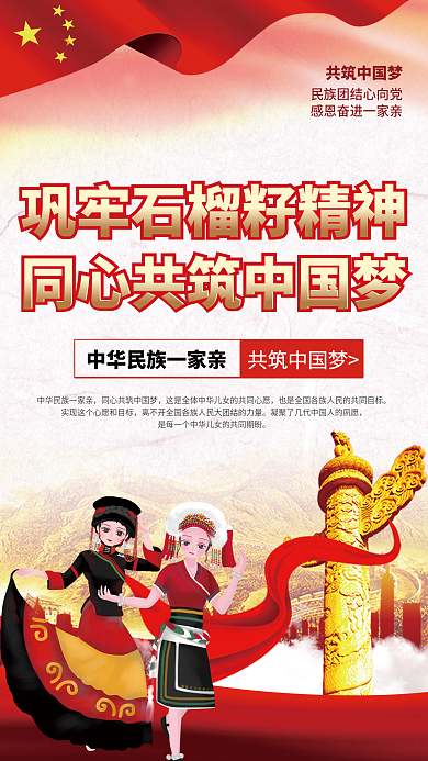 民族团结石榴籽精神党建海报