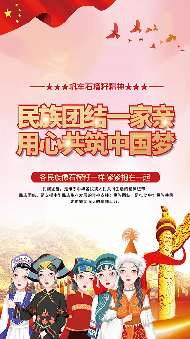 民族团结石榴籽精神党建海报