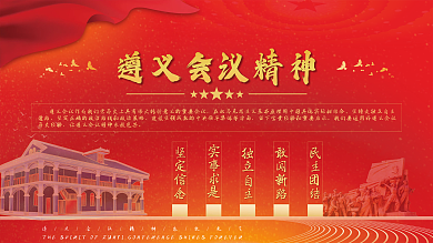 遵义会议精神中国精神红色背景党建