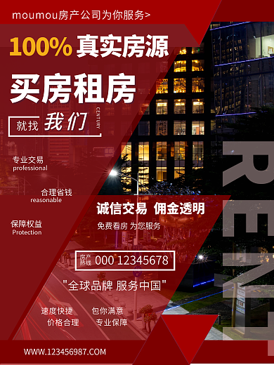 买房租房房产中介海报租赁海报